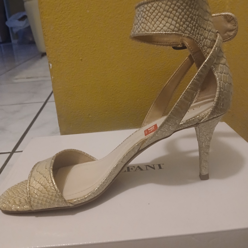 Alfani Gold High-Heeled Sandals with Ankle Strap